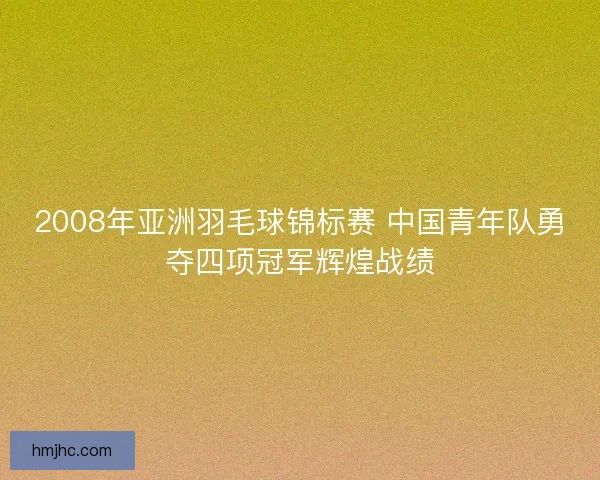 2008年亚洲羽毛球锦标赛 中国青年队勇夺四项冠军辉煌战绩